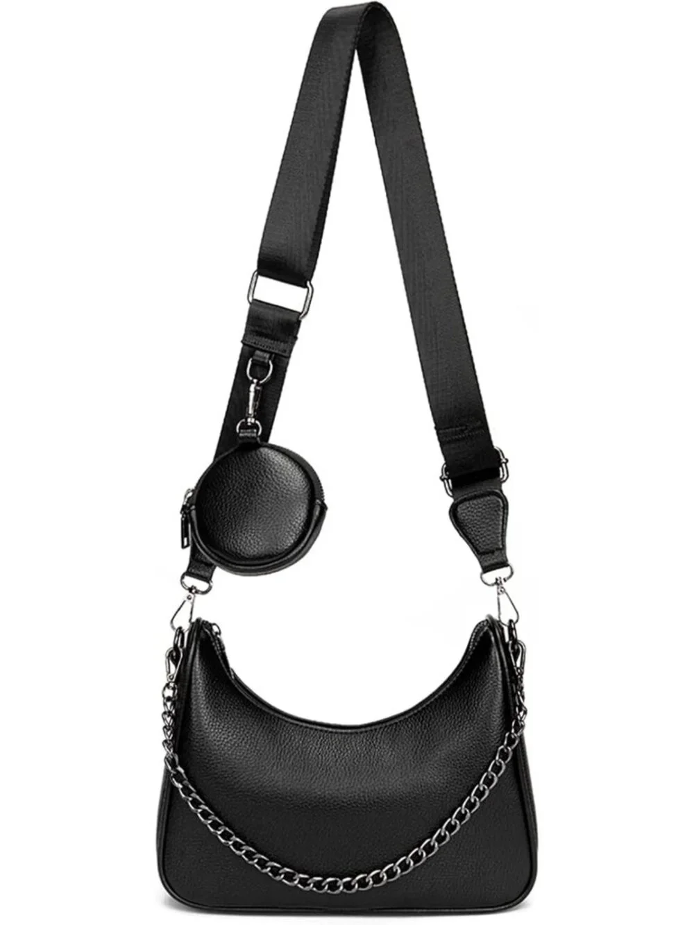Stylish Women’s PU Hobo Crossbody Bag with Coin Purse & 2 Straps - Versatile!